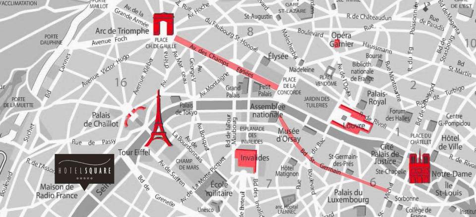 carte 16ème arrondissement Paris